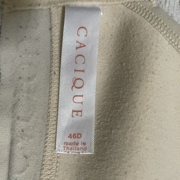 Cacique Size 46D Bra Cotton No Wire Cups Seamless Wide Adjustable Straps Beige - Picture 7 of 8